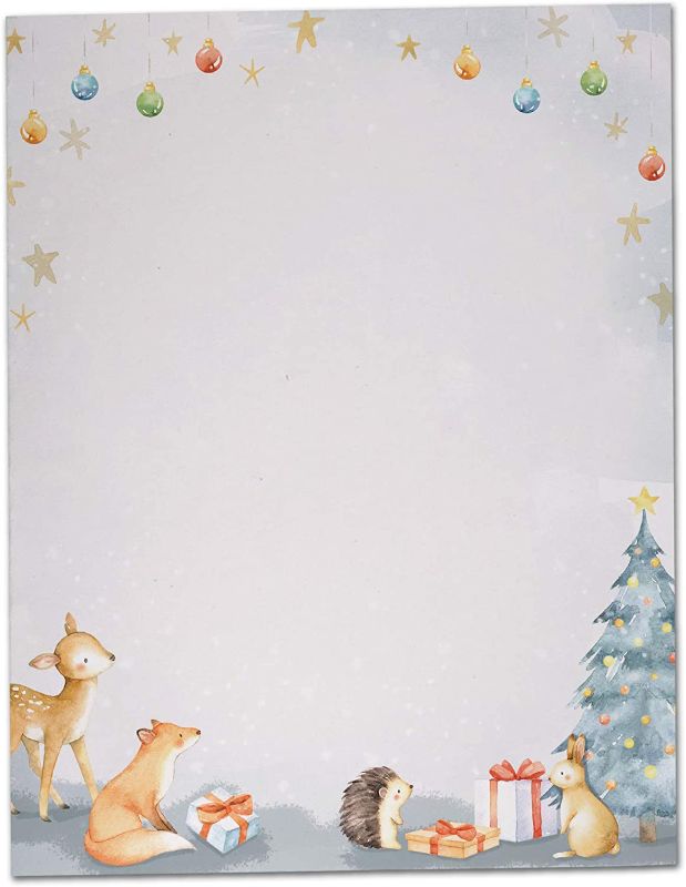 Photo 1 of Black Tabby Studio Baby Animal Party Holiday & Christmas Winter Stationery - 40 Sheet Set of Letterhead Paper