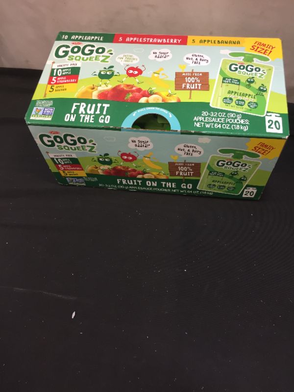 Photo 2 of 
GoGo squeeZ Fruit on the Go Variety Pack, Apple Apple, Apple Banana, & Apple Strawberry, 3.2 oz. (20 Pouches) - Tasty Kids Applesauce Snacks EXP 7/22