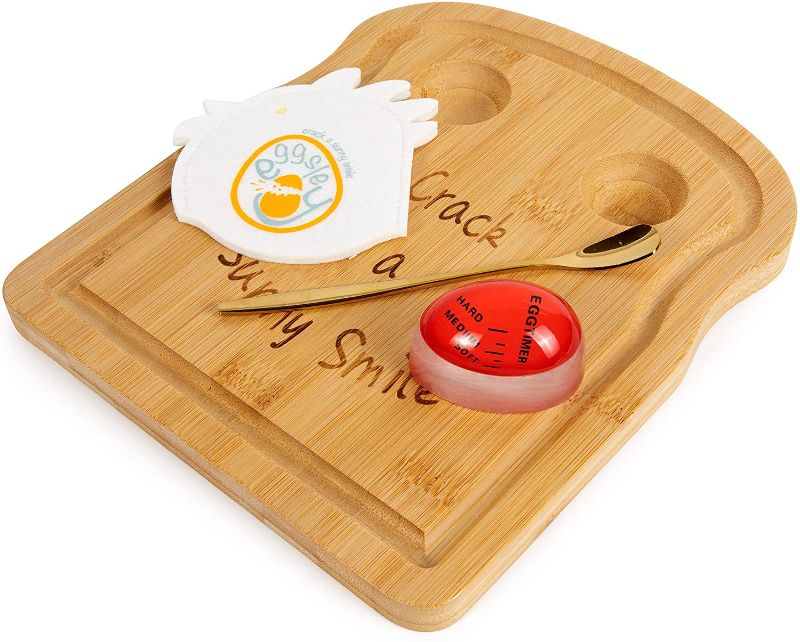 Photo 1 of Egg cups for soft boiled eggs, egg holder, soft boiled egg cups set, egg cups, egg spoon, egg timer, egg cosy, Bamboo egg board, for breakfast/Brunch. Gift box and bag.