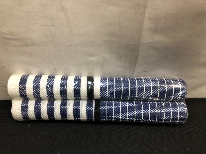 Photo 1 of TOSL Set of 6 Placemats for Dining Table, Woven Vinyl Placemats Washable, Non-Slip, Heat Resistant, Easy to Clean (Blue)
