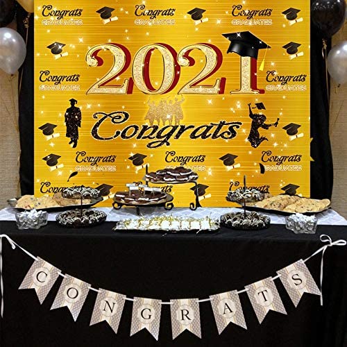 Photo 1 of 2021 Graduation Backdrop for Photography Class of 2020 Congrats Grad Decorations Photo Booth Props…Grad_Black
