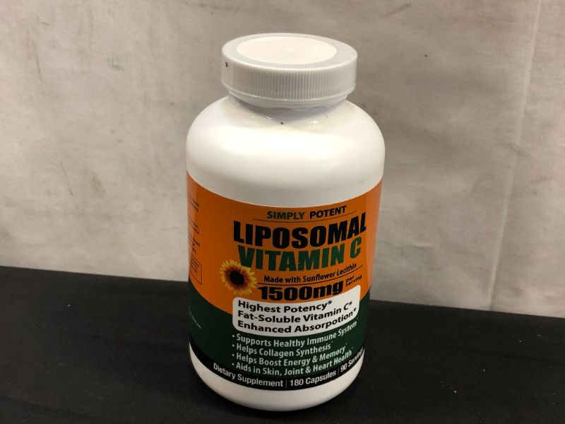 Photo 3 of Liposomal Vitamin C 1500mg 180 Capsule 90 Serving Non-GMO Vitamin C Natural Vegan High Absorption and Bioavailable Vitamin C High Dose Fat Soluble Antioxidant for Immune System
EXP--03-2023