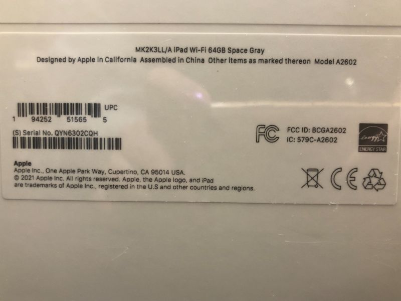 Photo 5 of Apple - 10.2-Inch iPad (Latest Model) with Wi-Fi - 64GB - Space Gray
Model:MK2K3LL/A***Brand New Factory Sealed***