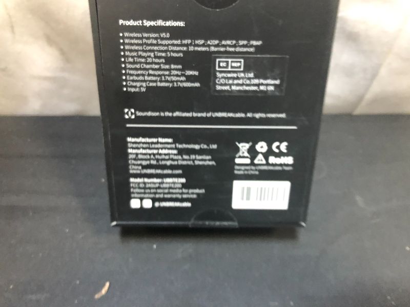 Photo 1 of True Wireless Earbuds UNBREAKcable Soundison V5.0 Bluetooth Earbuds TWS 
---Brand new factory sealed---