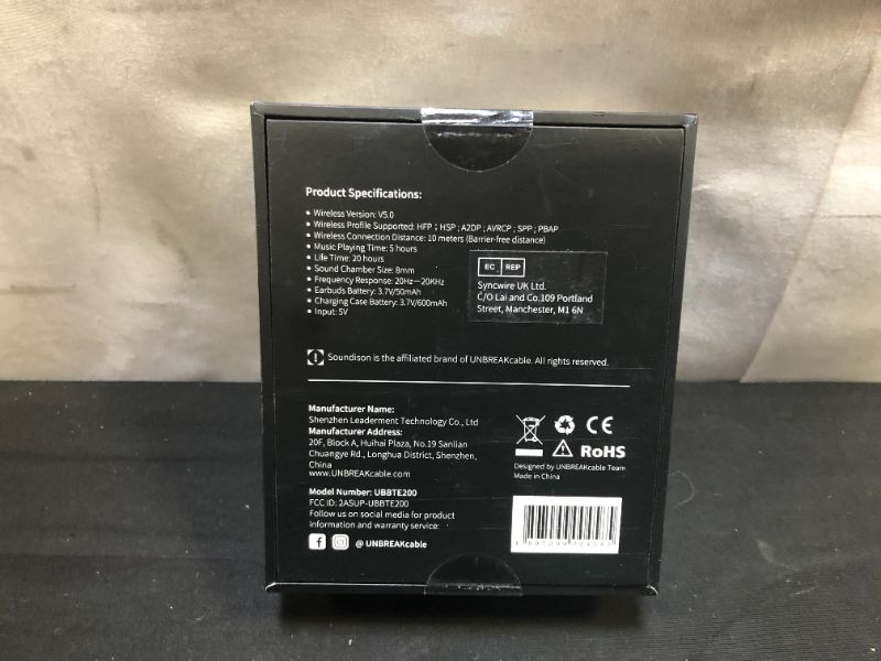 Photo 1 of True Wireless Earbuds UNBREAKcable Soundison V5.0 Bluetooth Earbuds TWS 
---Brand new factory sealed---