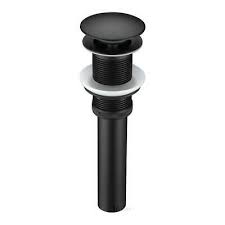 Photo 1 of 1-5/8 in. Brass Bathroom and Vessel Sink Push Pop-Up Drain Stopper with No Overflow in Matte Black
