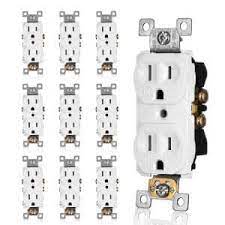 Photo 1 of 20 Amp Commercial Grade Duplex Outlet, White (10-Pack)
