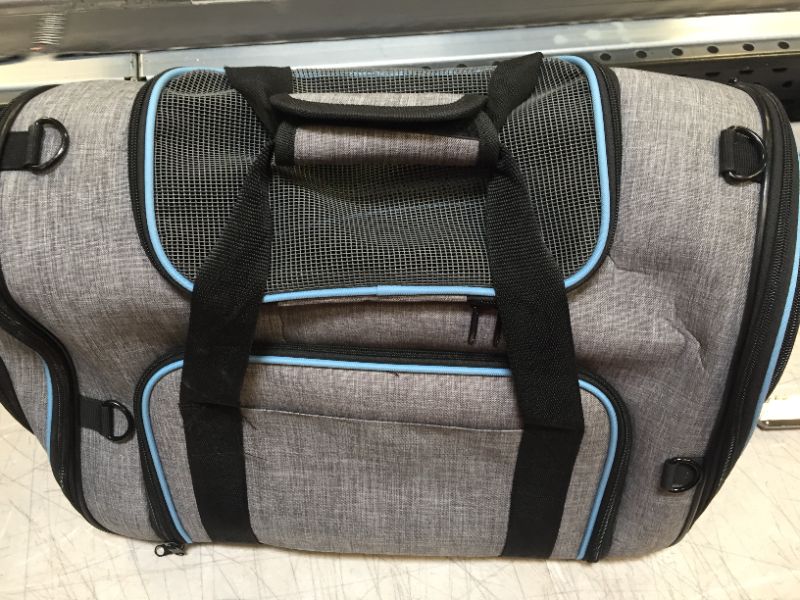 Photo 1 of 19 x 15 inches animal carrier color grey and blue 