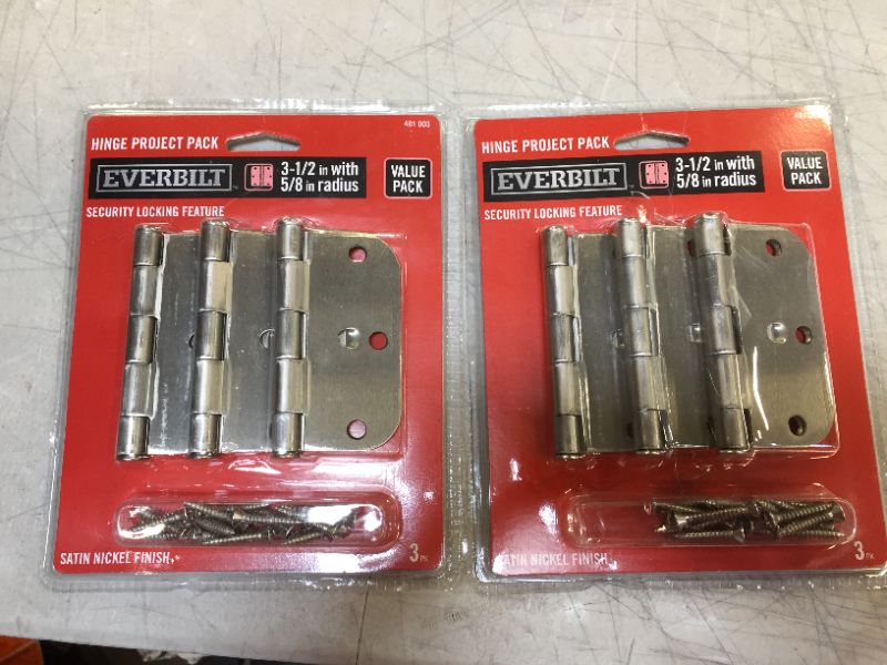 Photo 2 of 2 packs of Everbilt Security Door Hinge Satin Nickel 3-1/2" x 5/8" Radius 481 003 - 3 Pack
6 hinges in total