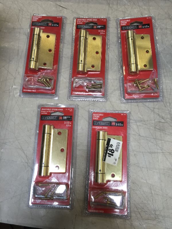 Photo 2 of 5 pack Everbilt 3-1/2 In. Adjustable Spring Door Hinge Commercial Grade Satin Brass

