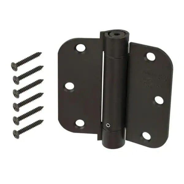 Photo 1 of 2 pack Everbilt 3-1/2 in. Oil-Rubbed Bronze 5/8 in. Radius Adjustable Spring Door Hinge
