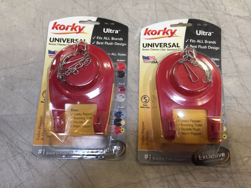 Photo 2 of 2 pack KORKY 100BP Flapper, Rubber and SS, Red
