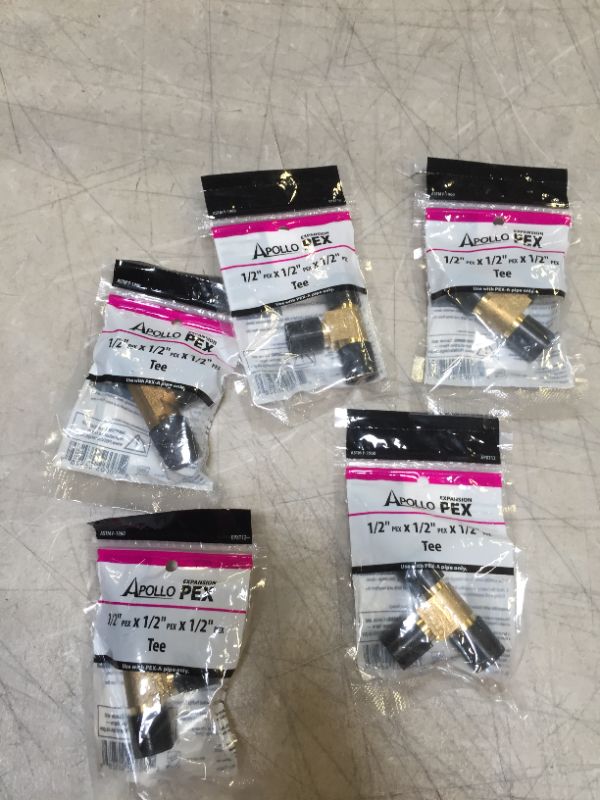 Photo 2 of 5 pack Apollo 1/2 in. Brass PEX-A Barb Tee Fitting	