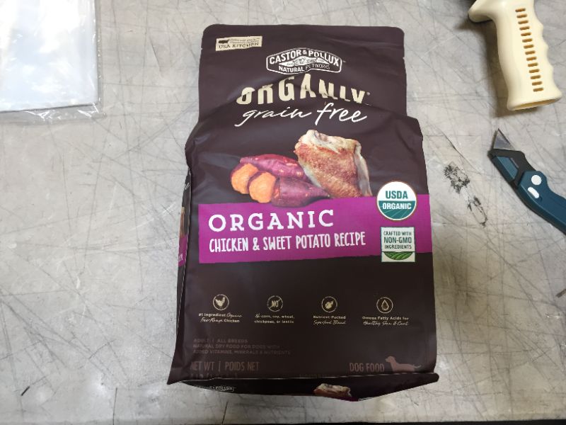 Photo 2 of Castor and Pollux ORGANIX Grain Free Dog Food, Chicken and Sweet Potato Organic Dog Food Recipe - 4 lb. Bag -- BB 04/06/2023