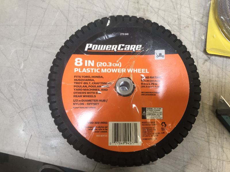 Photo 1 of 8 in. x 1.75 in. Universal Plastic Wheel for Lawn Mowers
