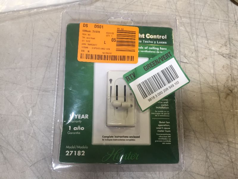 Photo 1 of All-Fan 3-Speed Fan/Light Dual-Slide Ceiling Fan Switch
