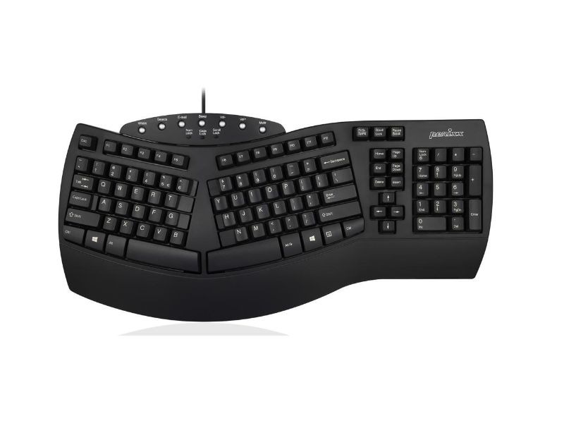 Photo 1 of Perixx PERIBOARD-512 Wired Ergonomic Natural Split Keyboard with 7 Multimedia Keys, Black
