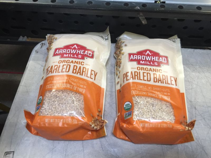 Photo 2 of 2 pack Arrowhead Mills Organic Pearled Barley, 28.0 OZ	
best by 10/08/2022