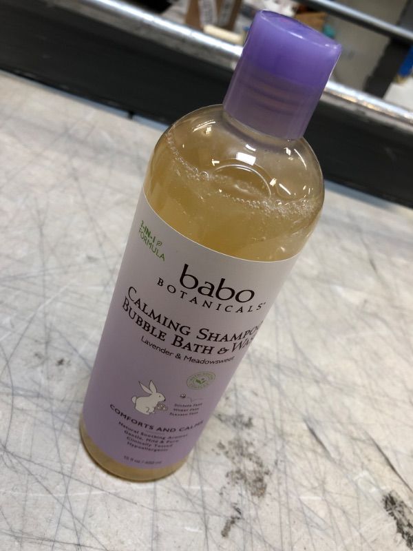 Photo 2 of Babo Botanicals Calming Plant-Based 3-in-1 Bubble Bath, Shampoo & Wash - With Lavender & Organic Meadowsweet - For Babies, Kids & Adults With Sensitive Skin - EWG Verified - 15 Fl. Oz.
