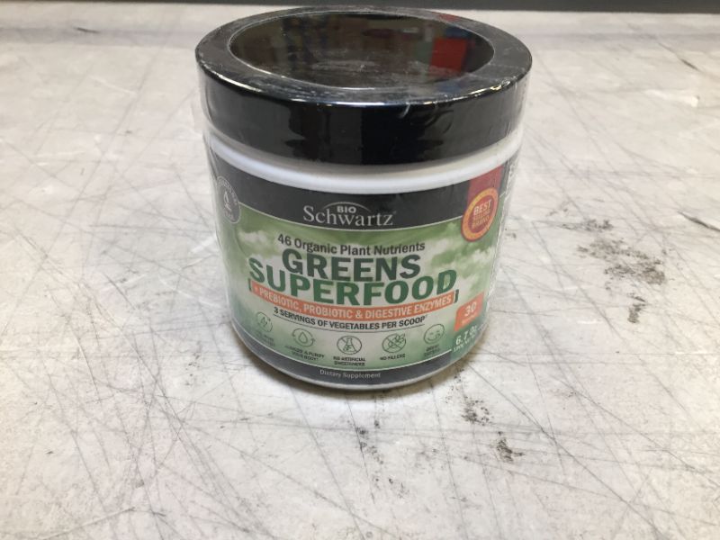 Photo 2 of Chlorophyll Rich Super Greens Organic Powder with Probiotics Prebiotics & Digestive Enzymes - 43+ Green Superfoods Alfalfa Bilberry Spirulina Chlorella - Dr Approved Keto Friendly Vegan Supplement -- BB 05/2022