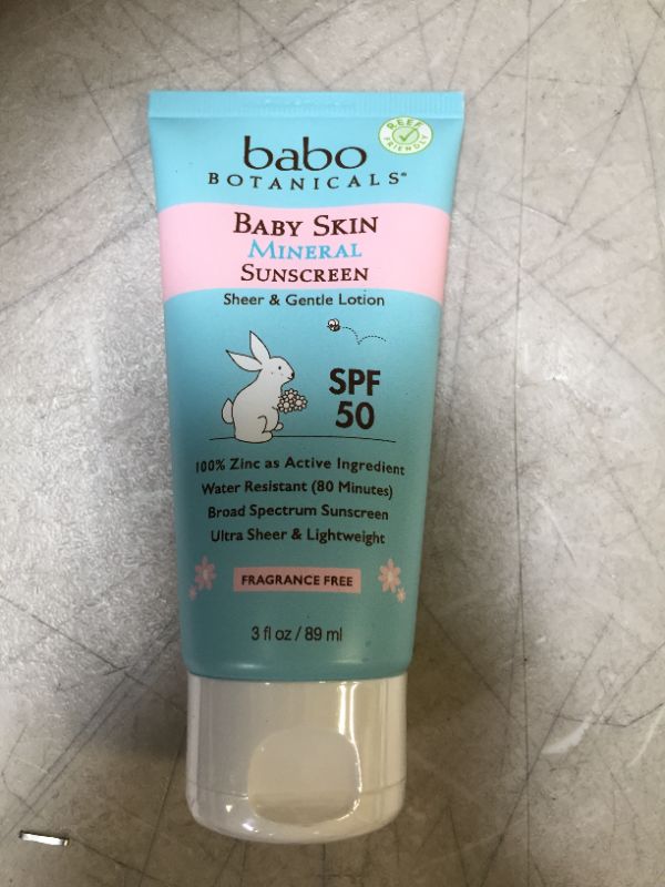 Photo 2 of Babo Botanicals Baby Skin Mineral Sunscreen Lotion SPF 50 Broad Spectrum - with 100% Zinc Oxide Active – Fragrance-Free, Water-Resistant, Ultra-Sheer & Lightweight - 3 fl. oz.
