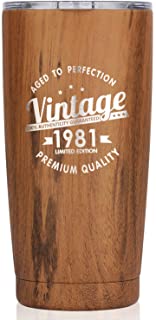 Photo 1 of 3 PACK Vintage 1981 40th Birthday Gifts for Women Men Insulated Stainless Steel Tumbler - 40 Year Old Presents 20 oz Best Gift for Mom Dad Wife Husband Aunt 40th Party Decoration (Wood, 20 Oz)
