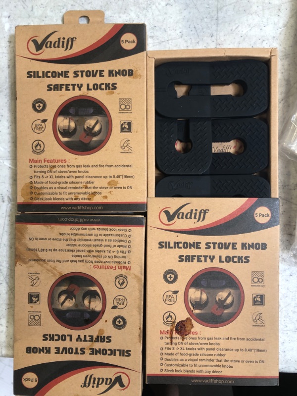 Photo 2 of 3 PACKS Vadiff Silicone Gas Stove Child Safety Knob Locks | Stove Knob Cover (5 Pk) (Black)  15 TOTAL
