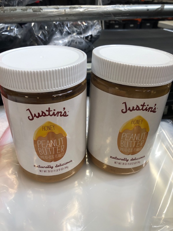 Photo 2 of 2 JARS Justin's Honey Peanut Butter, No Stir, Gluten-free, Non-GMO, Responsibly Sourced, 28 Ounce Jar   BEST BY 14 MAY 2022
