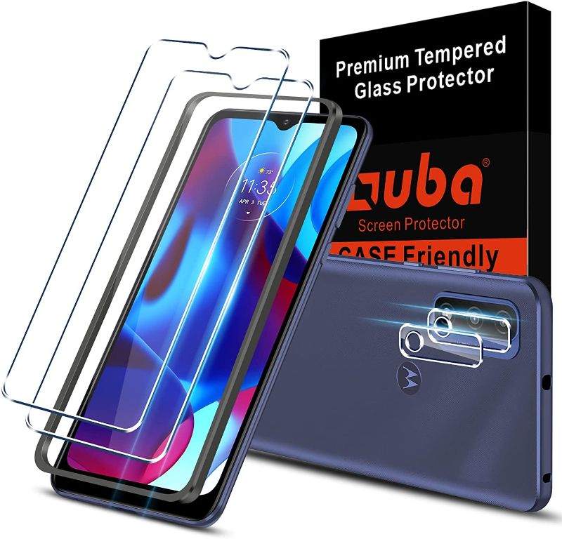 Photo 1 of [2+2 Pack] OUBA Compatible with Motorola Moto G Pure (2021) Screen Protector Tempered Glass and Camera Lens Protector, Case Friendly, Scratch Proof, Bubble Free with [Easy Alignment Tool]  (2)