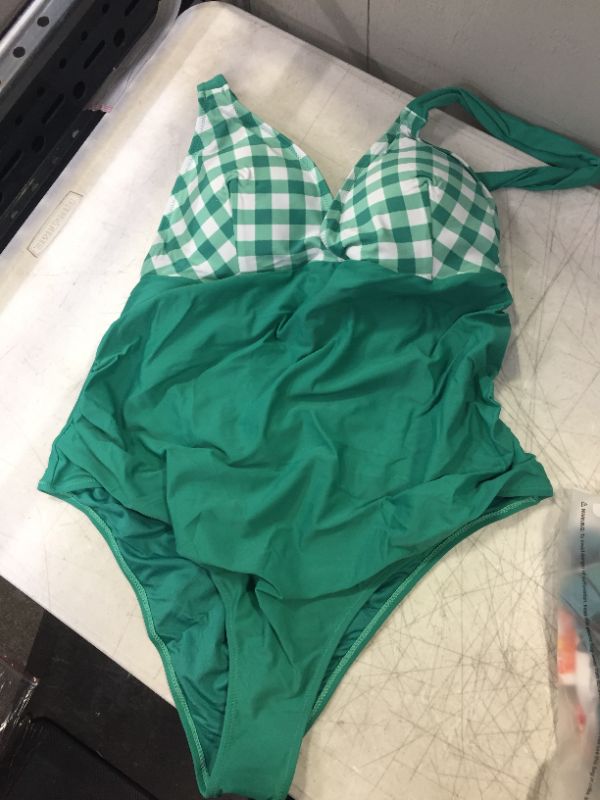Photo 2 of Daniella Gingham Criss Cross Plus Size One Piece Swimsuit 2X