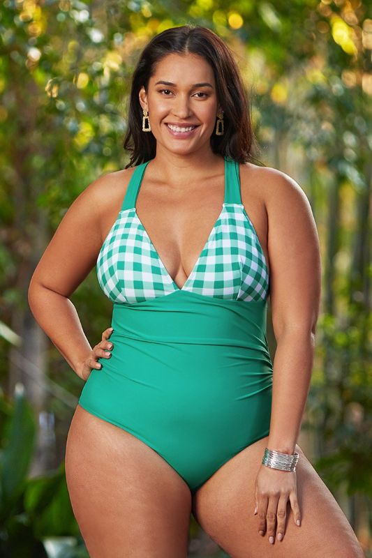 Photo 1 of Daniella Gingham Criss Cross Plus Size One Piece Swimsuit 2X