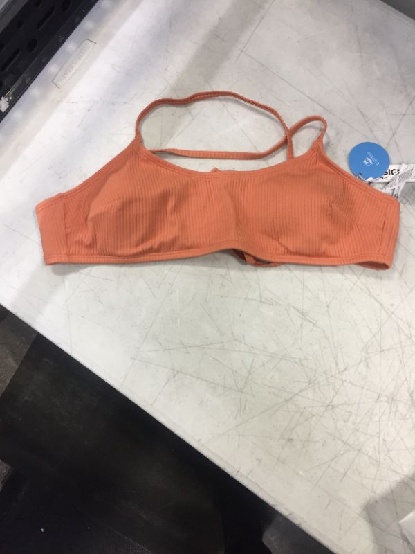 Photo 2 of Ribbed Sunburst Rib Crossback Bralette Bikini Top L