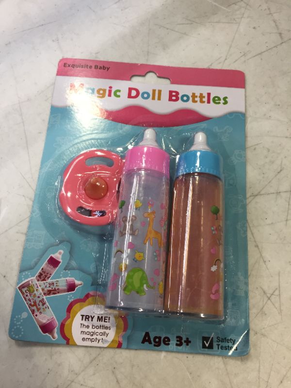 Photo 2 of Exquisite Buggy My Sweet Baby Disappearing Magic Bottles - Includes 1 Milk, 1 Juice Bottle with Pacifier for Baby Doll (Colorful)
