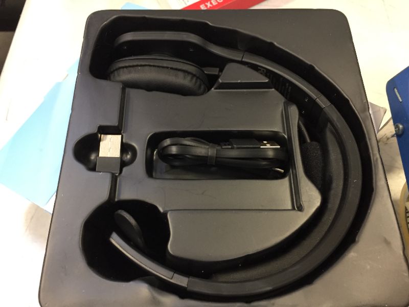 Photo 1 of TECKNET Bluetooth Trucker Headset with Microphone Noise Canceling Wireless On Ear Headphones, Hands Free Telephone Headset for Cell Phone Computer Office Home Call Center Skype (Black)

