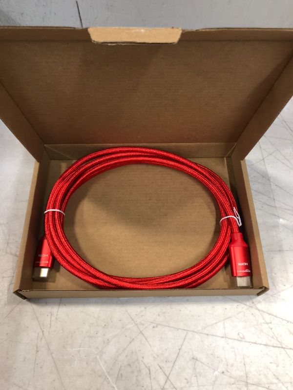 Photo 2 of Amazon Basics 10.2 Gbps High-Speed 4K HDMI Cable with Braided Cord, 10-Foot, Red