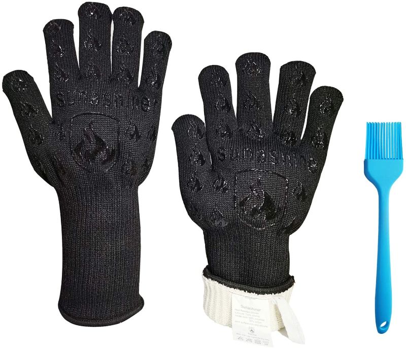 Photo 1 of BBQ Gloves, Grill Gloves Oven Mitts 14 inch Extreme Heat Resistant 932?, to Handling Heat Food on Grill,Oven. Silicone Non-Slip,Outer Layer Covered with Aramid Fiber by Sunashiner