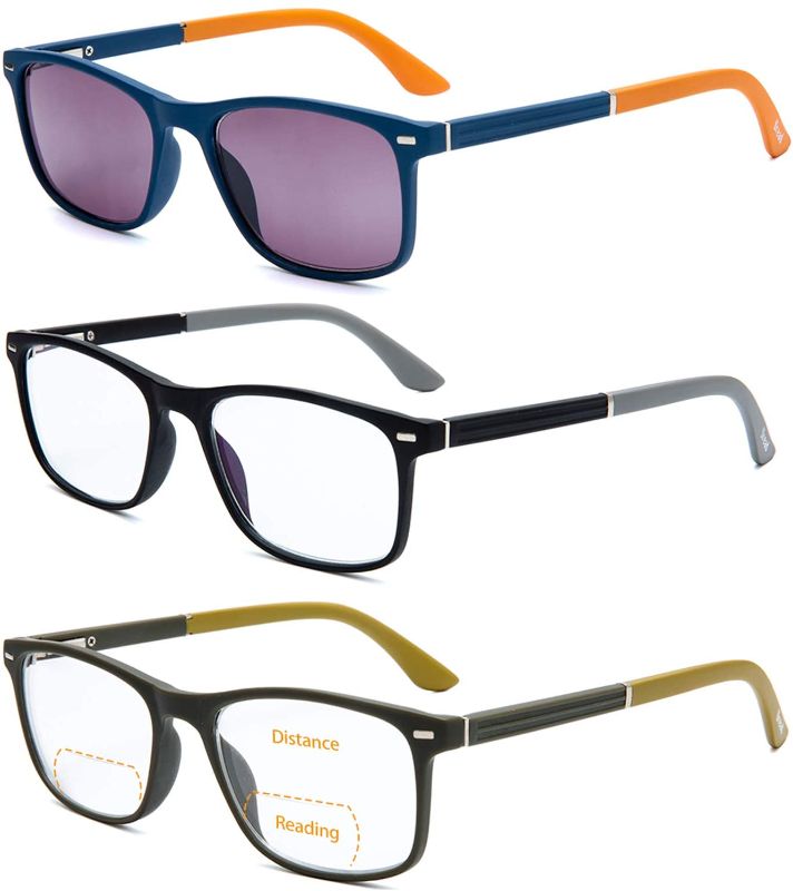 Photo 1 of Bifocal Computer Reading Glasses with Spring Hinge BlueLight Blocking Women Men Lightweight Fashion Outdoor Reading Glasses with Lens UV400 Protection +2.5