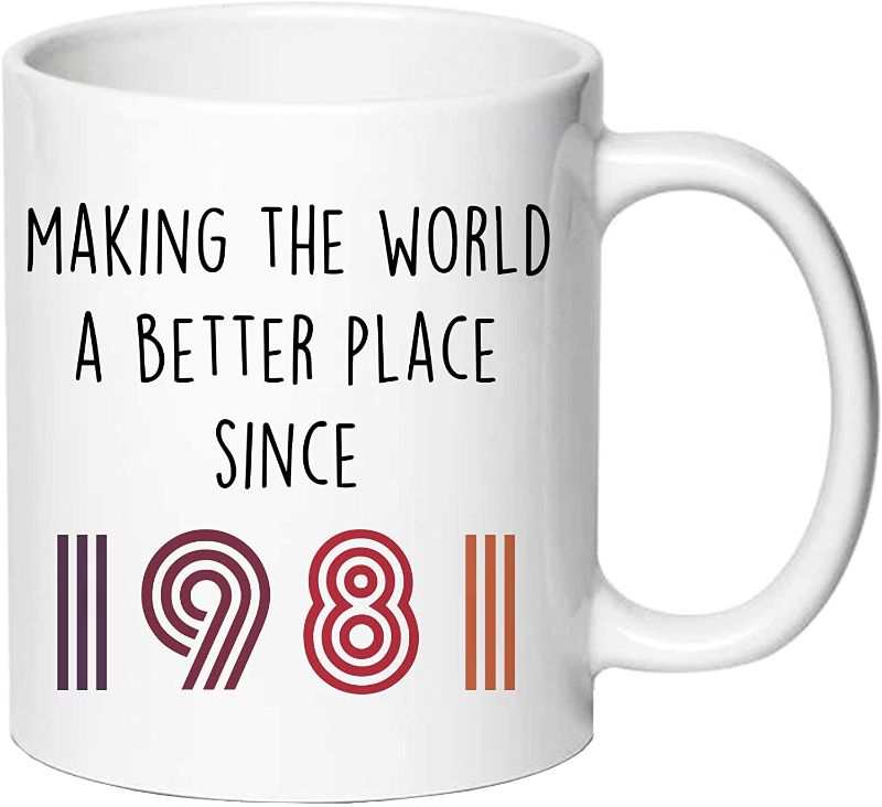 Photo 1 of AliCarr Funny Coffee Mugs Making The World A Better Place Since 1981 - Novelty Ceramic Coffee Mug Tea Cup White 41th Birthday Gifts for Women Gift Ideas