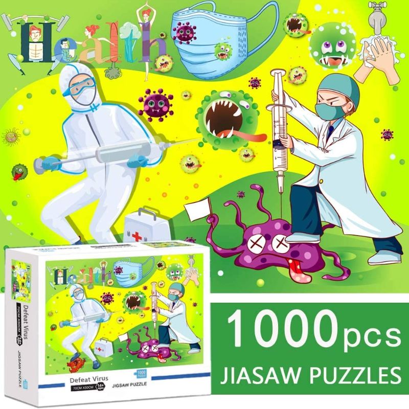 Photo 1 of 1000 Piece Puzzles for Adults, Premium Jigsaw Puzzle with 3-Layer Thick White Paper - Defeat Virus Puzzle