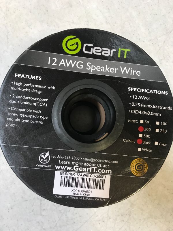 Photo 2 of 12AWG Speaker Wire, GearIT Pro Series 12 Gauge Speaker Wire Cable (200 Feet / 60.96 Meters) Great Use for Home Theater Speakers and Car Speakers, Black
