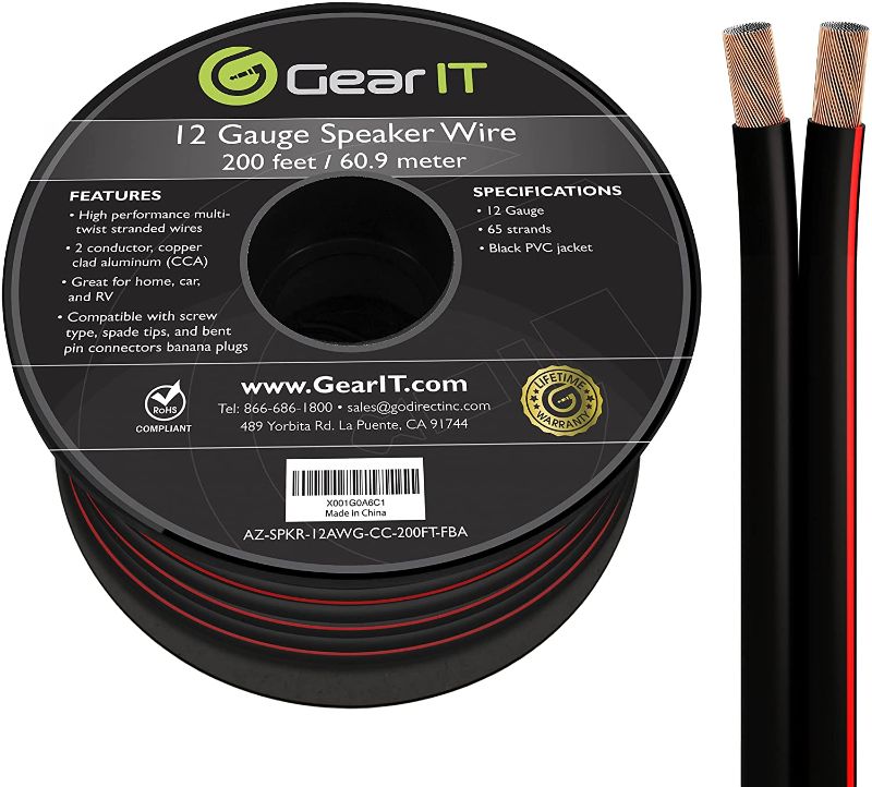 Photo 1 of 12AWG Speaker Wire, GearIT Pro Series 12 Gauge Speaker Wire Cable (200 Feet / 60.96 Meters) Great Use for Home Theater Speakers and Car Speakers, Black
