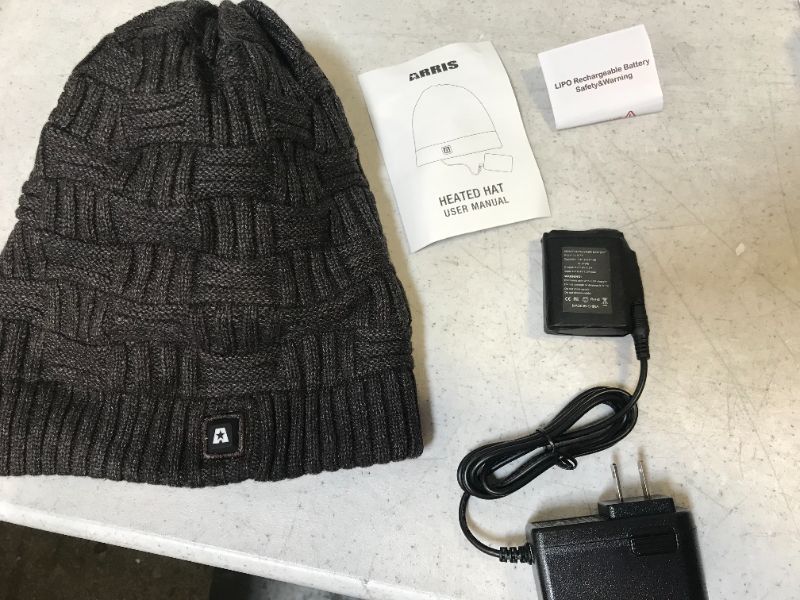 Photo 4 of ARRIS Heated Hat, Electric Winter Heated Beanie Hat with 7.4V Rechargeable Battery for Men Women Black
