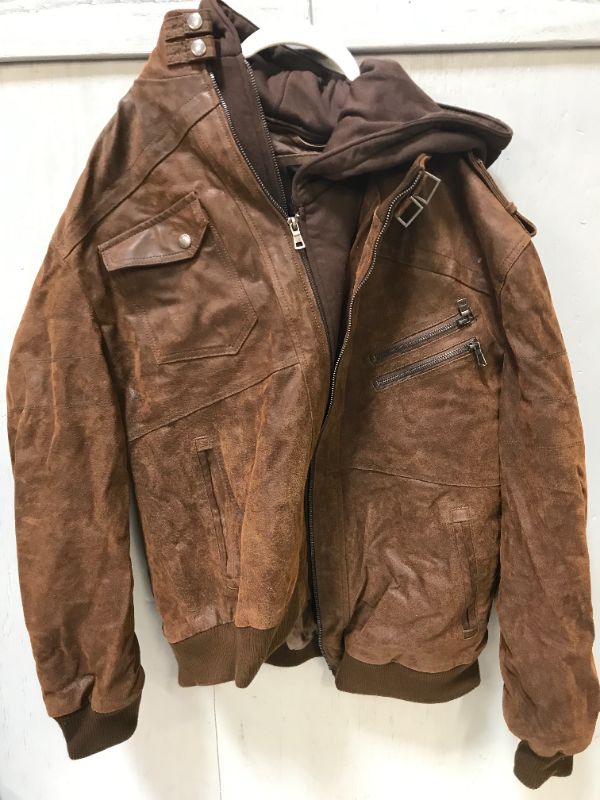 Photo 1 of mens jacket sweater combo color brown size extra large 