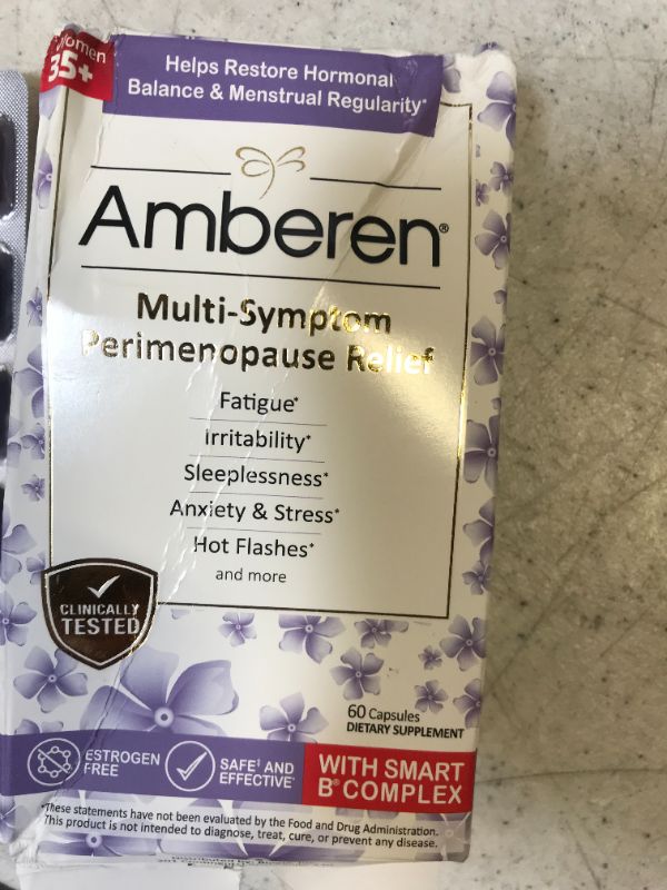 Photo 2 of Amberen Peri: Safe Multi-Symptom Perimenopause Relief | Helps Restore Menstrual Regularity & Hormonal Balance | Relieves Fatigue, Stress, Hot Flashes, Anxiety & More - 1 Month Supply

