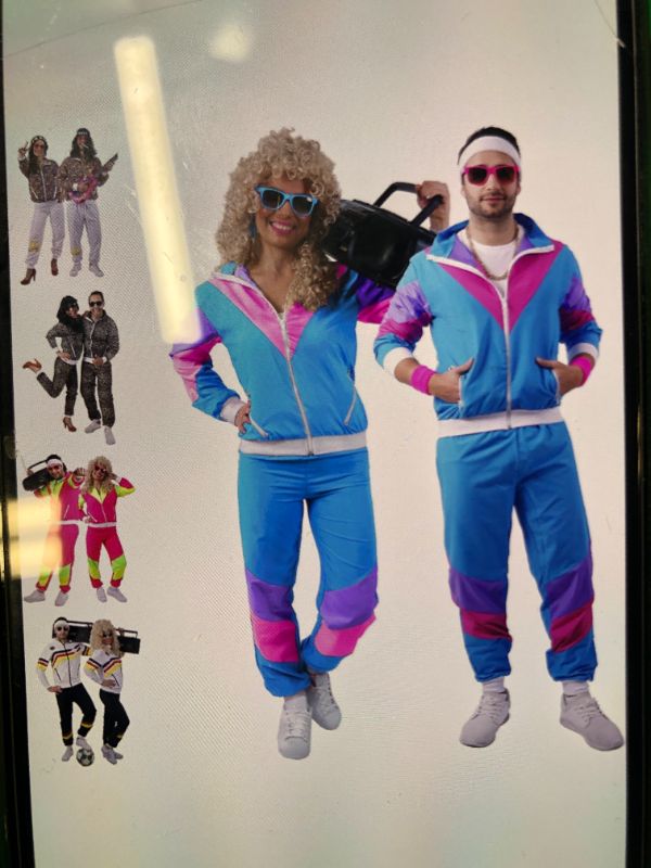 Photo 1 of 80S COSTUMES FOR MEN/WOMEN WINDBREAKER AND PANTS BLUE
SIZE XL