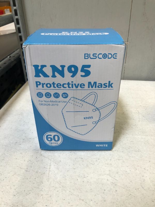 Photo 2 of KN95 Face Mask 60 Pack White, BLScode Individually Wrapped 5-Layer Breathable Mask with Comfortable Elastic Ear Loops, Filter Efficiency?95%
