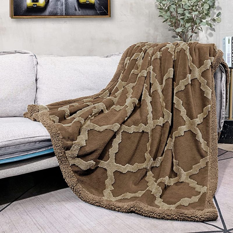 Photo 1 of CAMPIR Plush Throw Blankets for Bed,Soft Warm Throw Blanket,Dual Sided Sherpa Throw Blankets for All Season,Machine Washable Fleece Blankets,Fuzzy Blanket for Sofa Couch Bed  (Khaki, 51x63)
