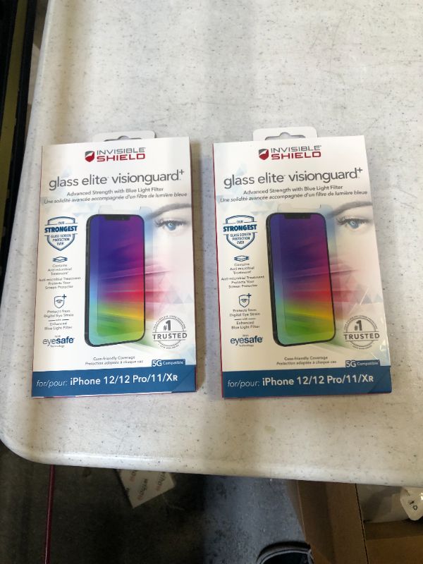 Photo 2 of ZAGG InvisibleShield Glass Elite VisionGuard- for iPhone 12 Pro, iPhone 12, iPhone 11, iPhone XR - Impact Protection, Scratch Resistant, Fingerprint Resistant, clear (200106669)
2 PCK