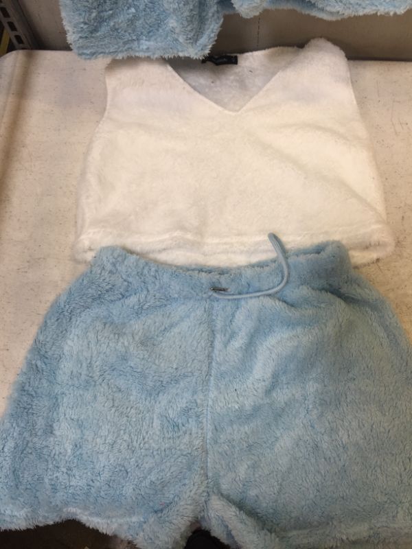 Photo 2 of 3pcs?Fuzzy Crop Top & Drawstring Shorts & Cardigan Set size medium 