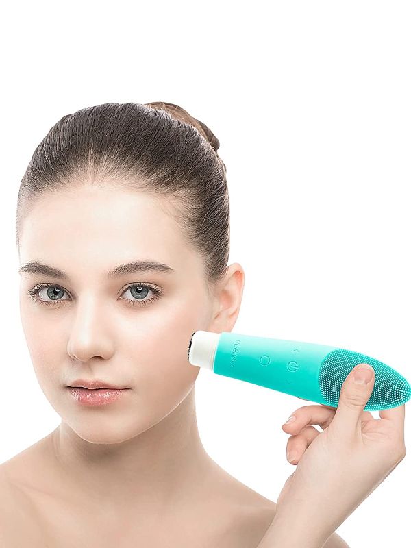 Photo 1 of 3 in 1 Facial Hair Removal for Women with Face Cleansing Brush and Skin Lift Massager Face Skin Care Tool Multifunctional Silicone Sonic Rechargeable Waterproof Keenove (Green)
